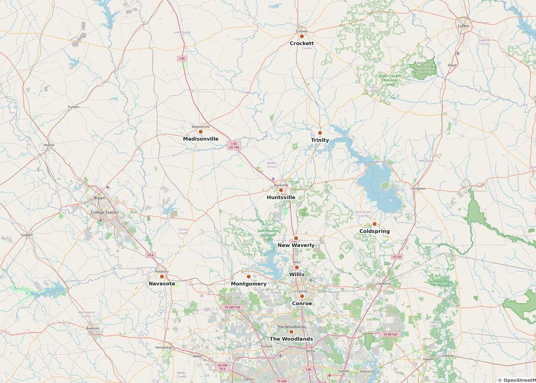 Map of the area Branching Out Arboreal & Native Plant Specialists serves